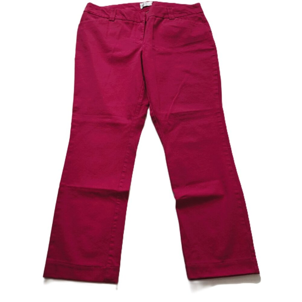 Ricki's Midrise Bright Fuschia Pink Slant Pocket Slim Pants Comfy Stretch Cotton